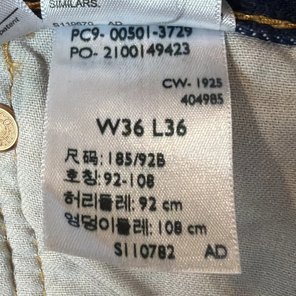 LEVI'S 501 Original Straight Leg Stretch Denim Button Fly Blue Jean 36X36 NWT
